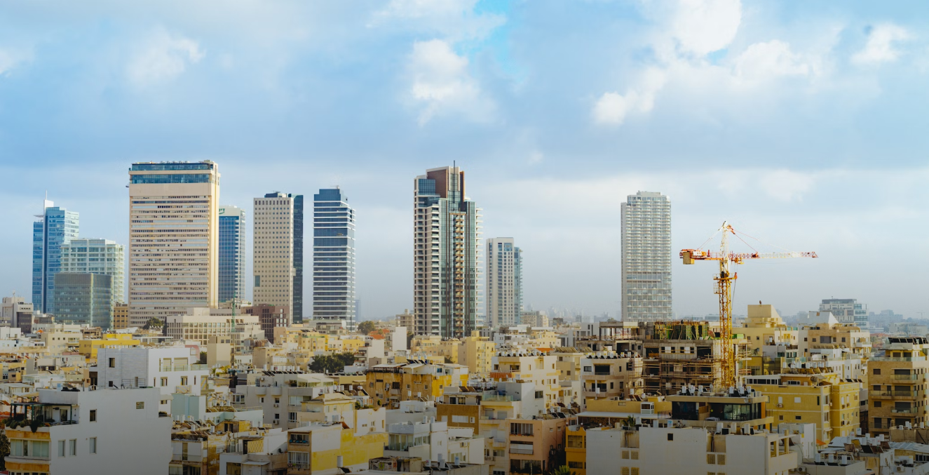 City skyline with modern buildings
